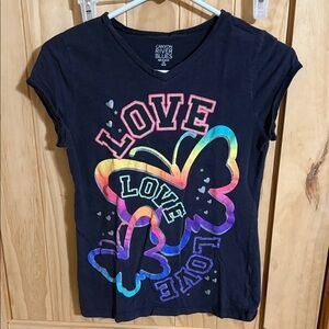 Canyon River Blues LOVE Black Tee with Rainbow Love Design